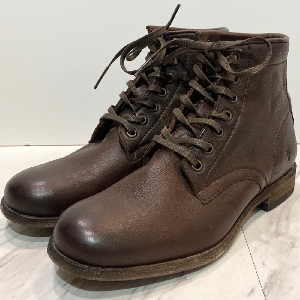 New! Frye Tyler Leather Lace Up Brown Boots 7B